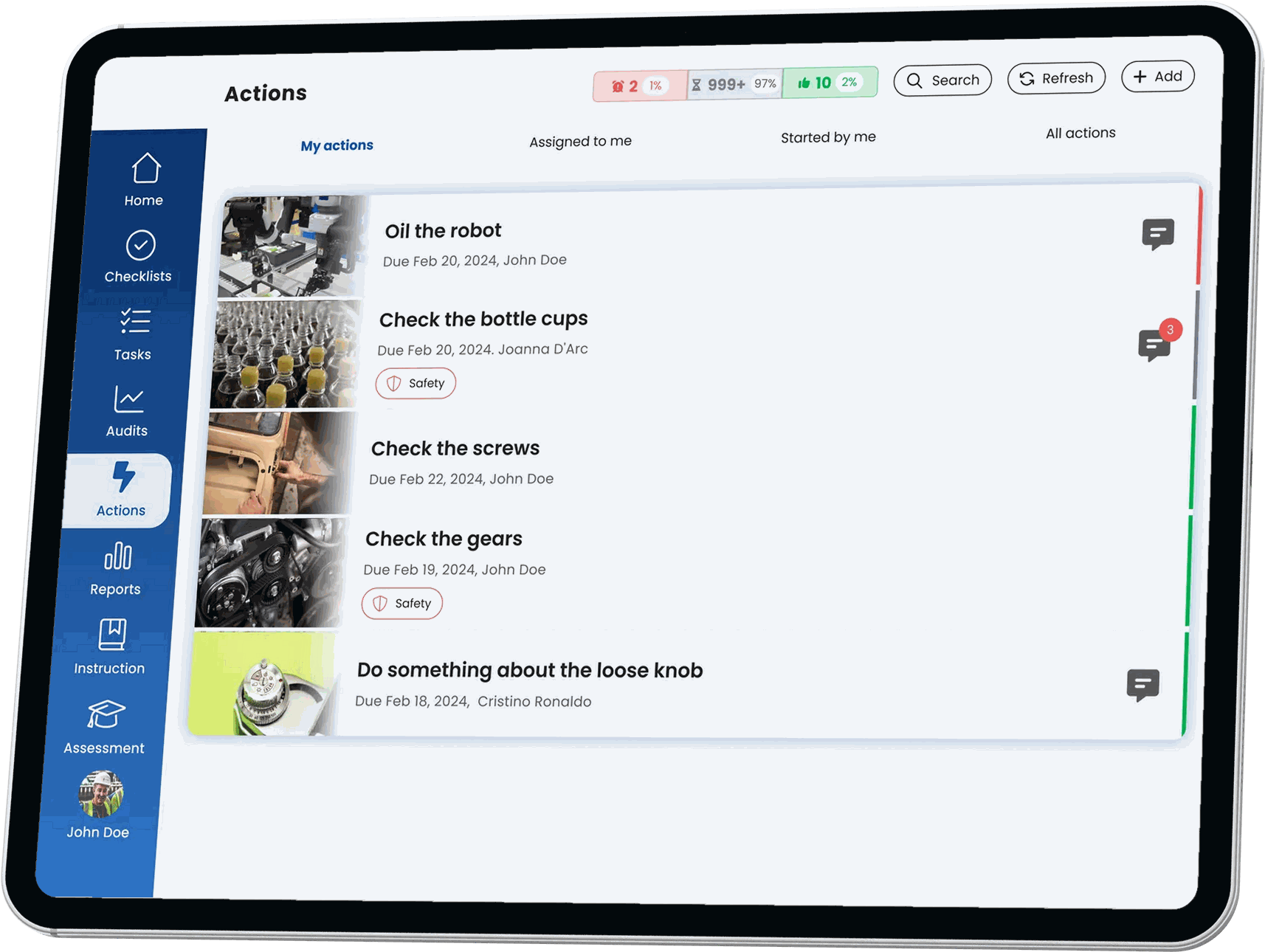 EZ-GO actions on an iPad