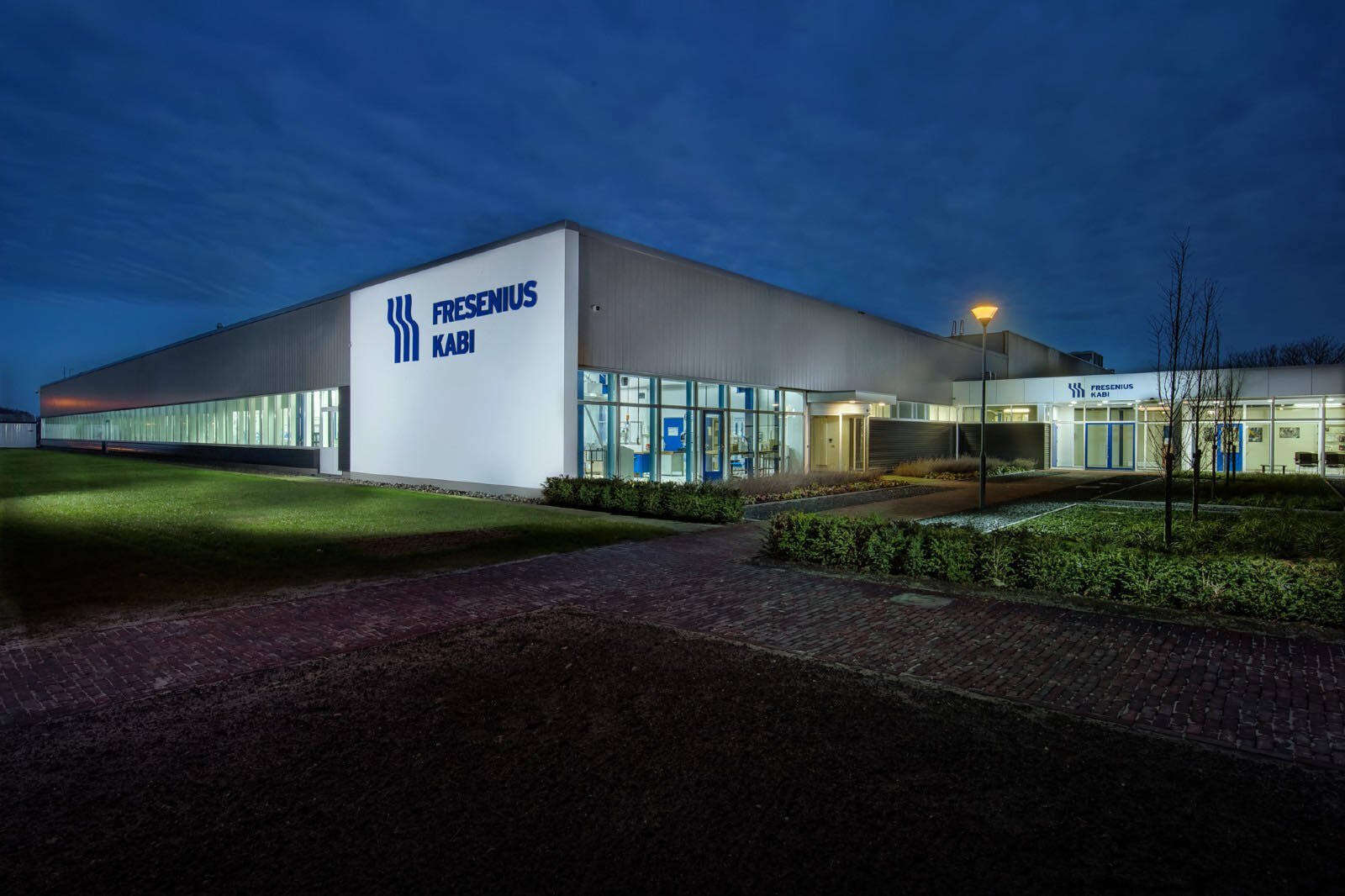 The Fresenius Kabi plant in Emmer-Compascuum in the evening