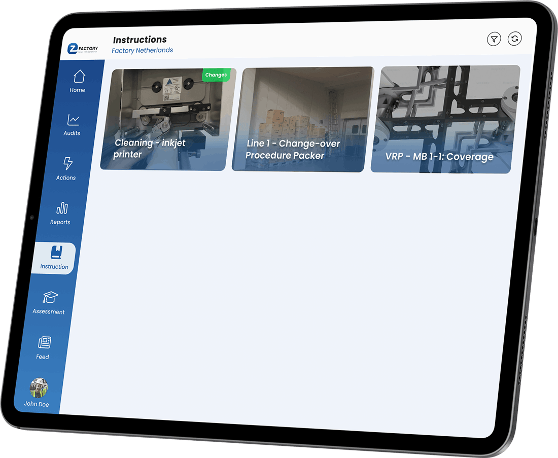EZ-GO work instruction on an iPad