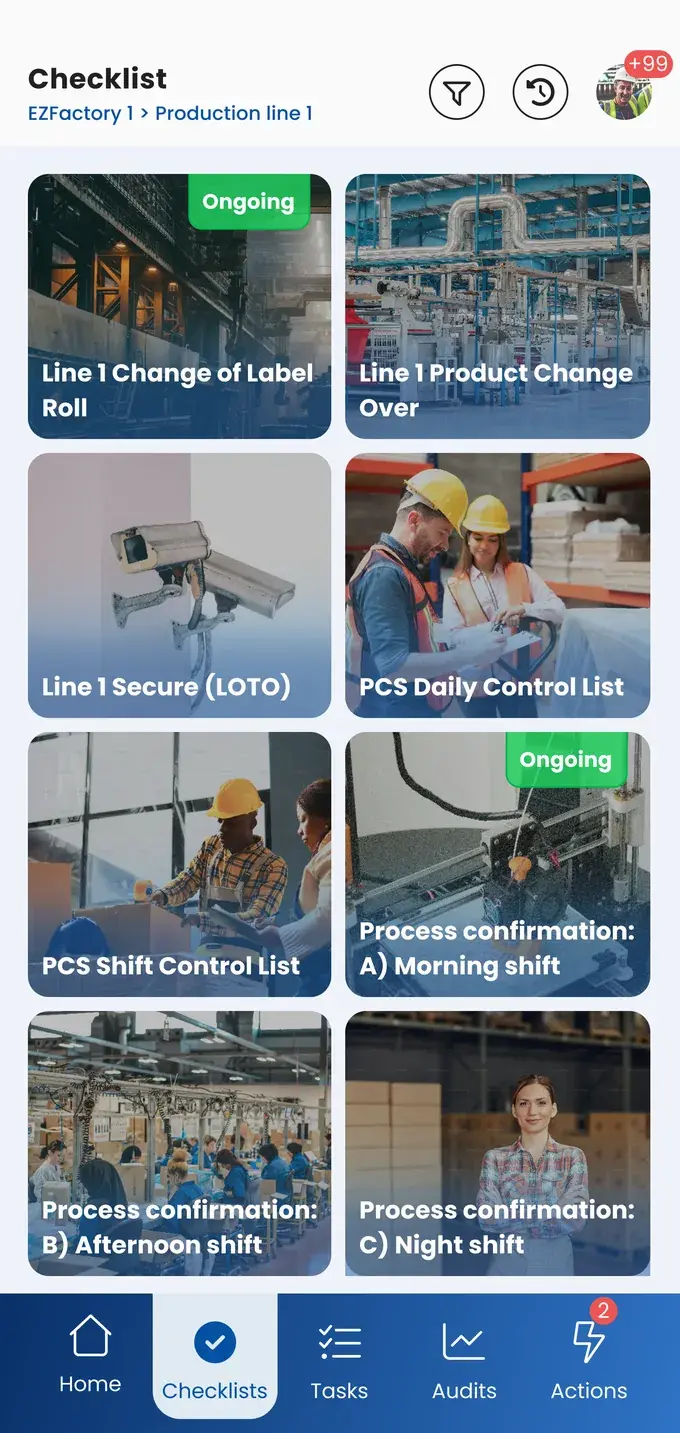The same checklists on a phone