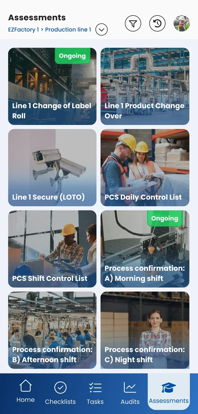 The assessment overview on a phone