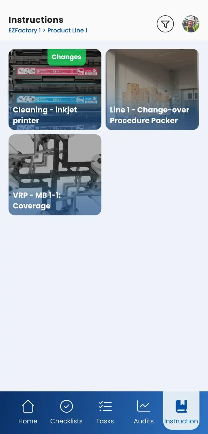 The work instructions on a phone